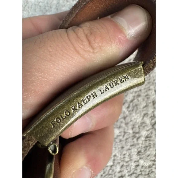 Polo Ralph Lauren Belt Mens 36 Brown Leather PRL Brass Buckle Dress Casual - Picture 4 of 5